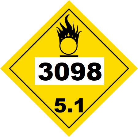 UN 3098 Hazmat Placard, Class 5.1, Vinyl