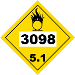 UN 3098 Hazmat Placard, Class 5.1, Tagboard