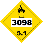 UN 3098 Hazmat Placard, Class 5.1, Vinyl