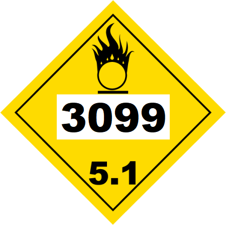 UN 3099 Hazmat Placard, Class 5.1, Tagboard