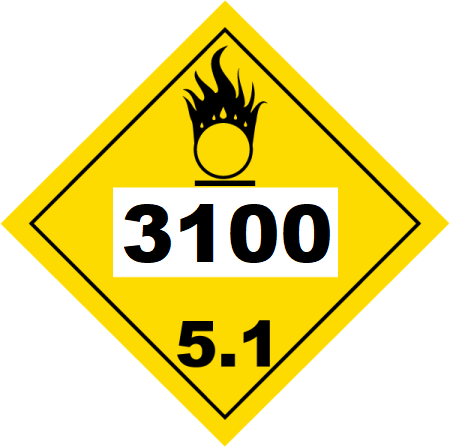 UN 3100 Hazmat Placard, Class 5.1, Vinyl