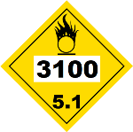 UN 3100 Hazmat Placard, Class 5.1, Vinyl