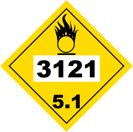 UN 3121 Hazmat Placard, Class 5.1, Vinyl