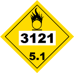 UN 3121 Hazmat Placard, Class 5.1, Tagboard