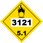 UN 3121 Hazmat Placard, Class 5.1, Vinyl