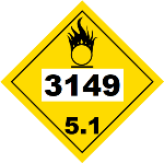 UN 3149 Hazmat Placard, Class 5.1, Vinyl