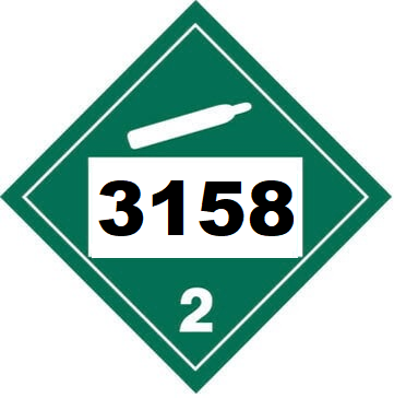 UN 3158 Hazmat Placard, Class 2.2, Tagboard