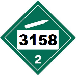 UN 3158 Hazmat Placard, Class 2.2, Tagboard