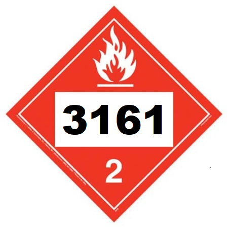 UN 3161 Hazmat Placard, Vinyl