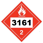 UN 3161 Hazmat Placard, Vinyl