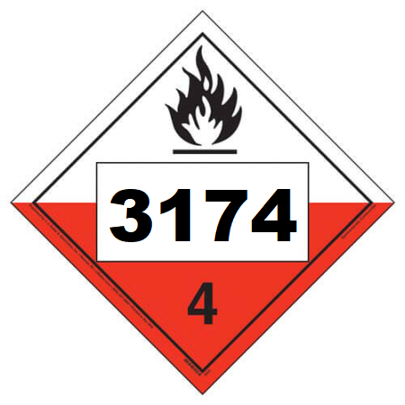 UN 3174 Hazmat Placard, Class 4.2, Vinyl