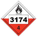 UN 3174 Hazmat Placard, Class 4.2, Vinyl