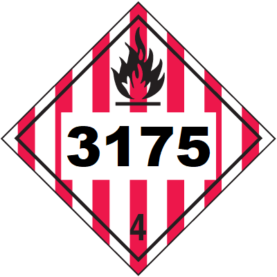 UN 3175 Hazmat Placard, Class 4, Vinyl