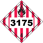 UN 3175 Hazmat Placard, Class 4, Tagboard