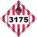 UN 3175 Hazmat Placard, Class 4, Vinyl