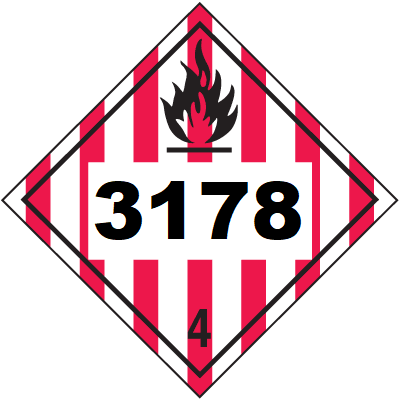 UN 3178 Hazmat Placard, Class 4, Tagboard