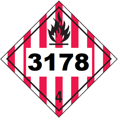 UN 3178 Hazmat Placard, Class 4, Vinyl