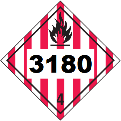 UN 3180 Hazmat Placard, Class 4, Vinyl