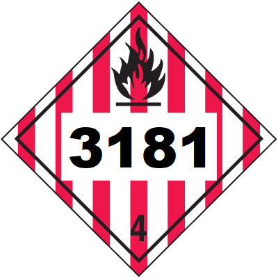 UN 3181 Hazmat Placard, Class 4, Tagboard