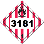 UN 3181 Hazmat Placard, Class 4, Tagboard