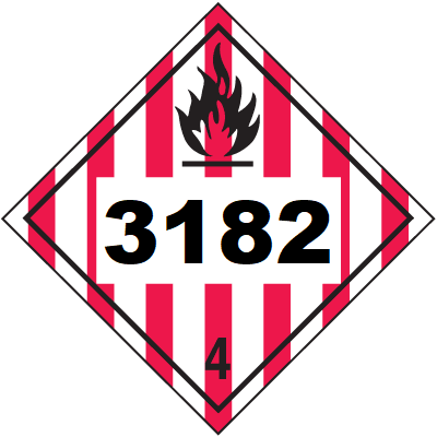 UN 3182 Hazmat Placard, Class 4, Tagboard