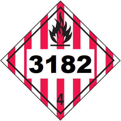 UN 3182 hazmat Placard, Class 4, Vinyl