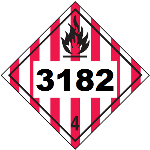 UN 3182 Hazmat Placard, Class 4, Tagboard