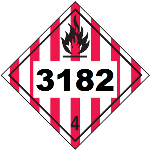 UN 3182 hazmat Placard, Class 4, Vinyl