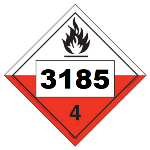 UN 3185 Hazmat Placard, Class 4.2, Tagboard