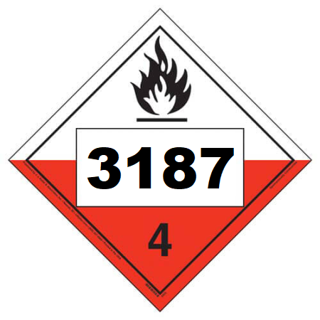 UN 3187 Hazmat Placard, Class 4.2, Vinyl