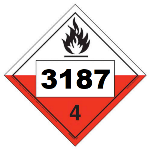 UN 3187 Hazmat Placard, Class 4.2, Vinyl