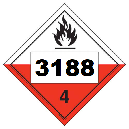 UN 3188 Hazmat Placard, Class 4.2, Tagboard