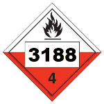 UN 3188 Hazmat Placard, Class 4.2, Vinyl