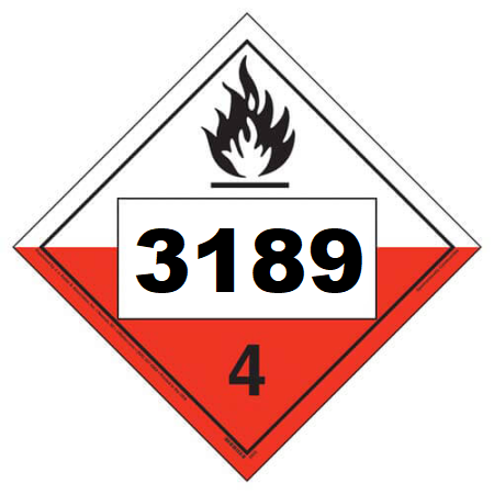 UN 3189 Hazmat Placard, Class 4.2, Tagboard