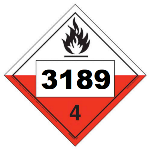 UN 3189 Hazmat Placard, Class 4.2, Tagboard