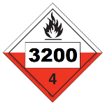 UN 3200 Hazmat Placard, Class 4.2, Tagboard