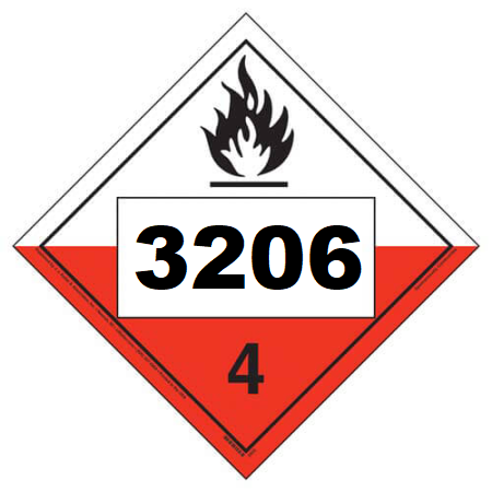 UN 3206 Hazmat Placard, Class 4.2, Vinyl