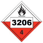 UN 3206 Hazmat Placard, Class 4.2, Tagboard