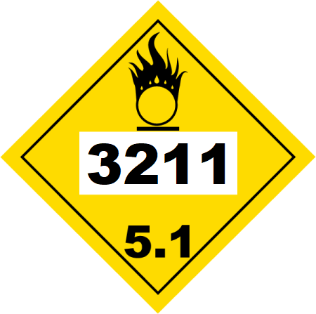 UN 3211 Hazmat Placard, Class 5.1, Vinyl