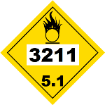 UN 3211 Hazmat Placard, Class 5.1, Vinyl