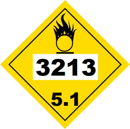 UN 3213 Hazmat Placard, Class 5.1, Tagboard