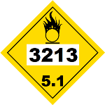 UN 3213 Hazmat Placard, Class 5.1, Vinyl