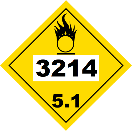 UN 3214 Hazmat Placard, Class 5.1, Vinyl