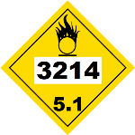 UN 3214 Hazmat Placard, Class 5.1, Tagboard