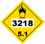 UN 3218 Hazmat Placard, Class 5.1, Vinyl