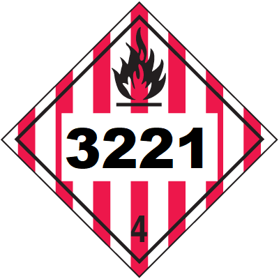 UN 3221 Hazmat Placard, Class 4, Tagboard