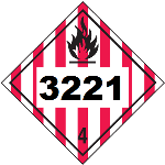 UN 3221 Hazmat Placard, Class 4, Tagboard