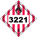 UN 3221 Hazmat Placard, Class 4, Vinyl