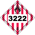 UN 3222 Hazmat Placard, Class 4, Vinyl