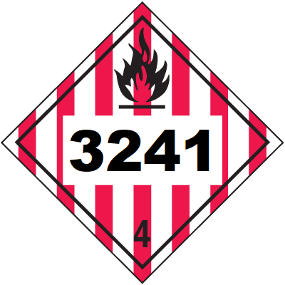 UN 3241 Hazmat Placard, Class 4, Tagboard